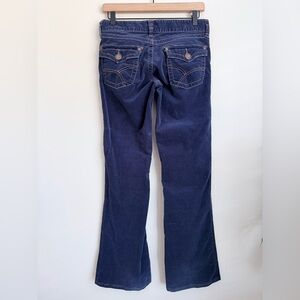 Twill Twenty Two navy blue Vintage Y2K Corduroy Flare Pants low rise flap pocket